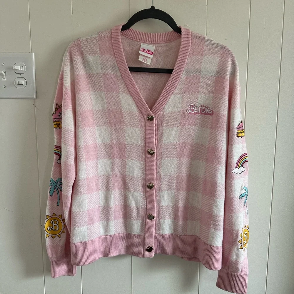 Hot Topic Barbie The Movie Pink Sweater S/M - Picture 2 of 6